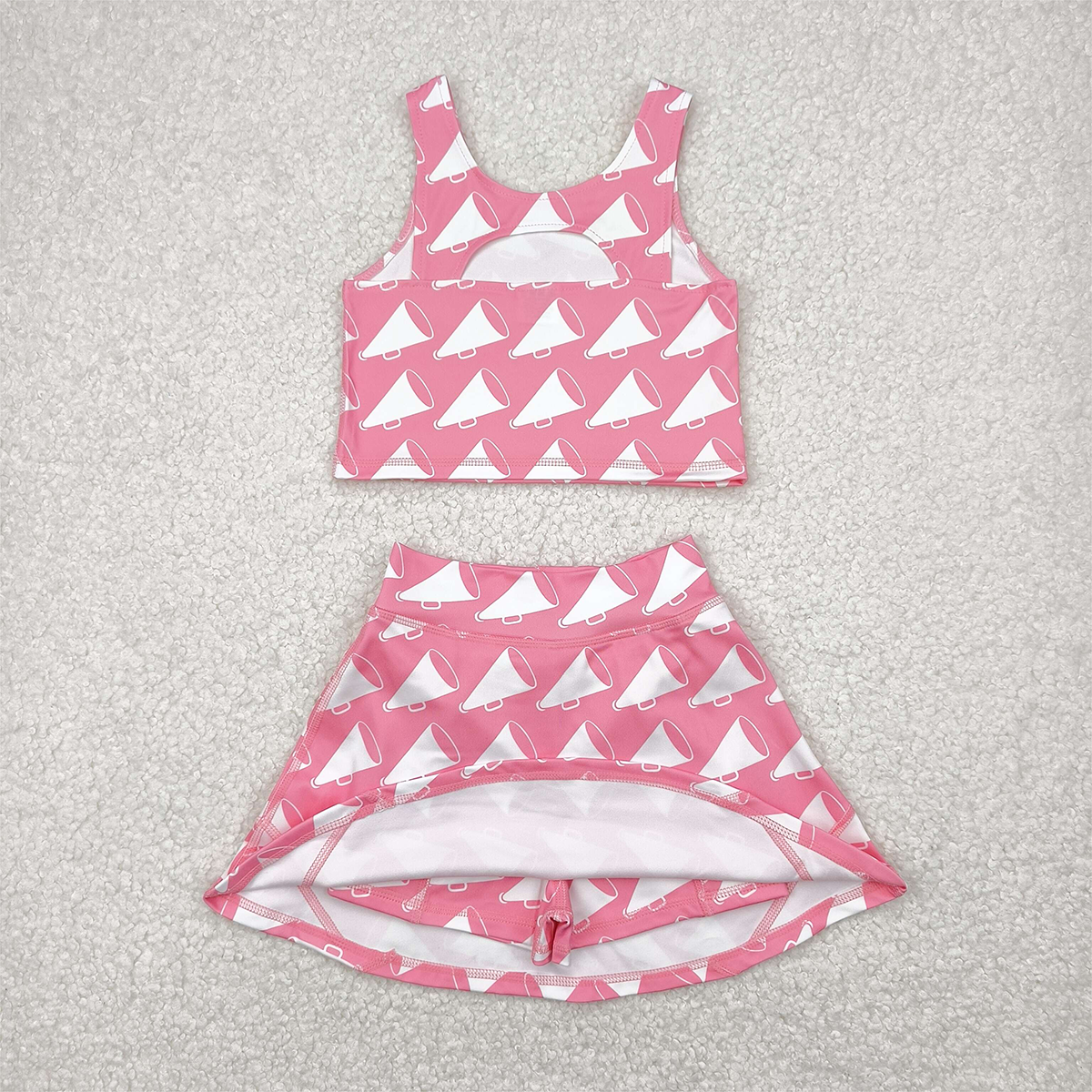 GSD1467 Baby Girls Megaphone Pink Sleeveless Pants Skirt Set  D 4.12