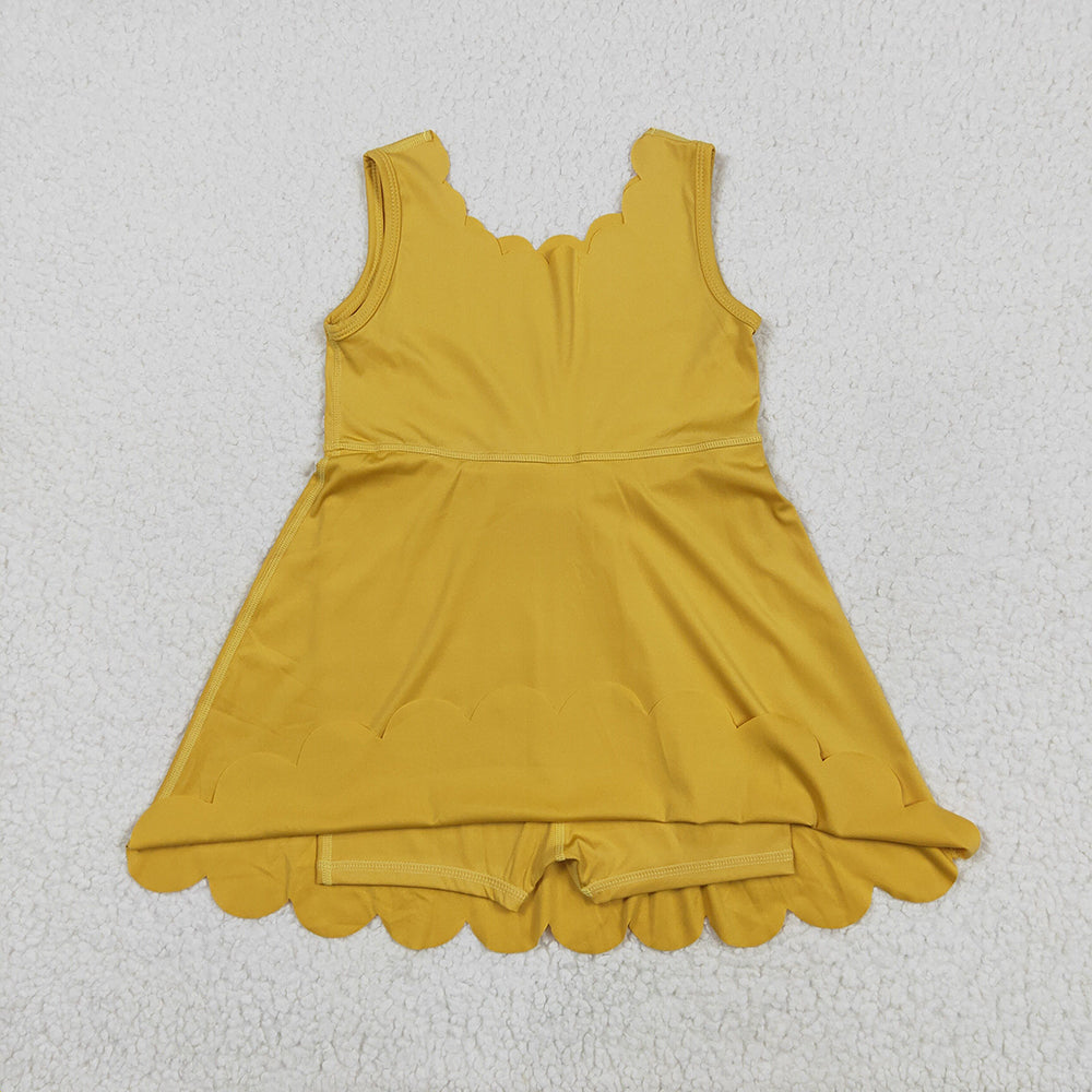 GSD2373 Baby Girls Yellow Sleeveless Yoga Active Knee Length Dresses  D 6.2