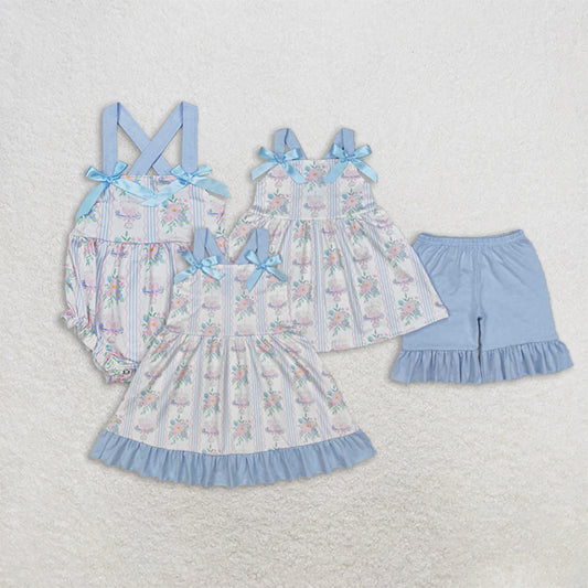 Match Baby Infant Girls Flowers Cakes Straps Bows Romper Set Dress D 3.15