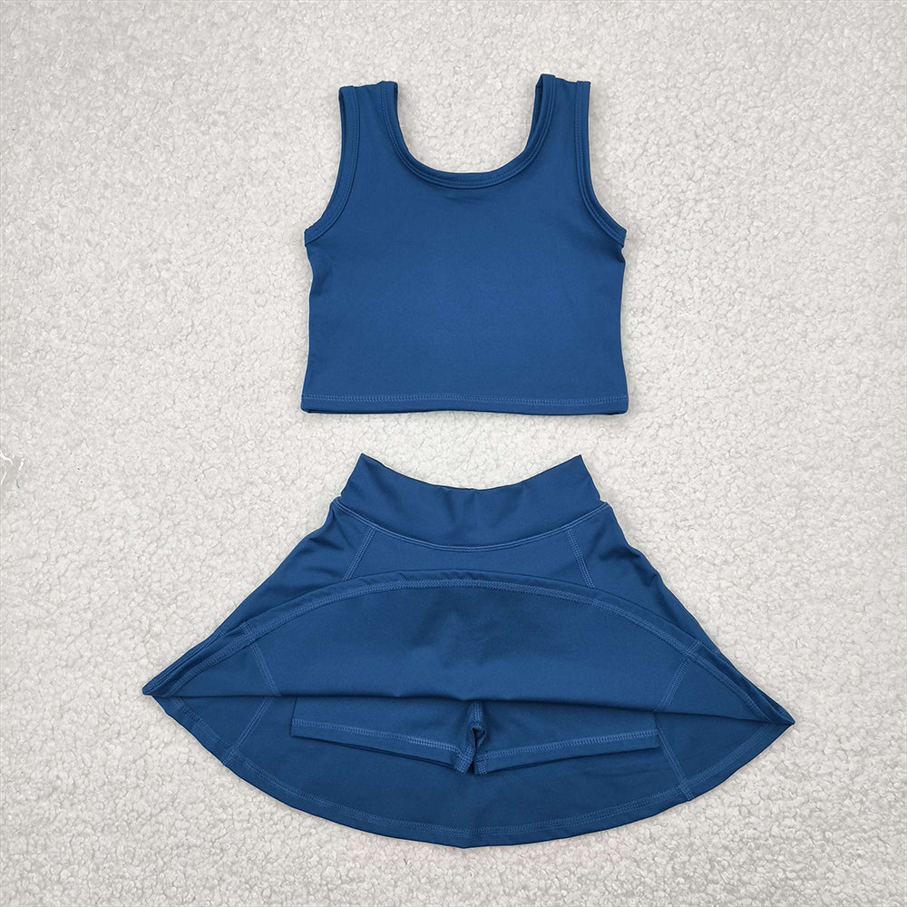 GSD1986 Baby Girls Dark Blue Vest Top Sports Skorts Clothes Sets   D 4.22