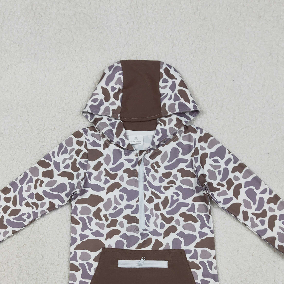 Baby Boys Southern Grey Camo Zipper Hoodie Top with Pockets for Comfortable Wear