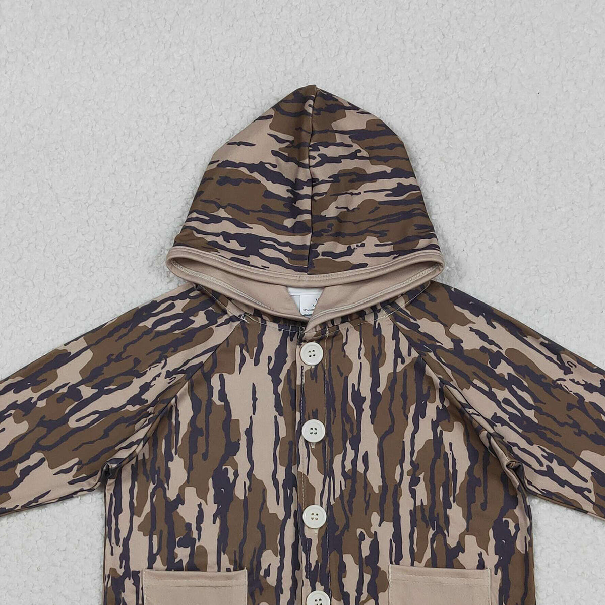 Baby Boys Southern Olive Camouflage Hoodie Jacket with Button Pockets Cute Camo Print Top for Infants