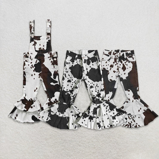 Match Baby Girls Cow print double jeans Overalls D 3.15