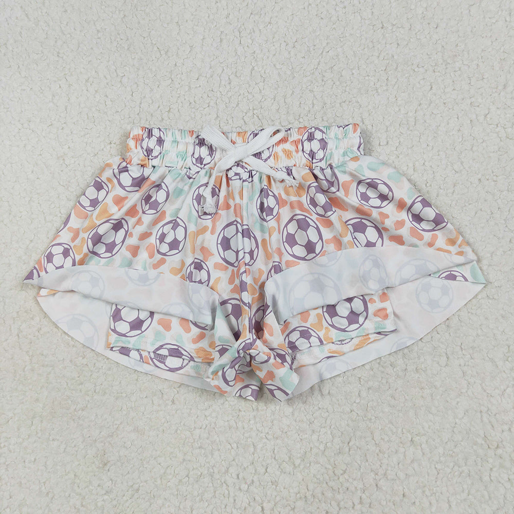 SS0582 Baby Girls Football Colorful Leopard Summer Shorts Bottoms  D 6.5