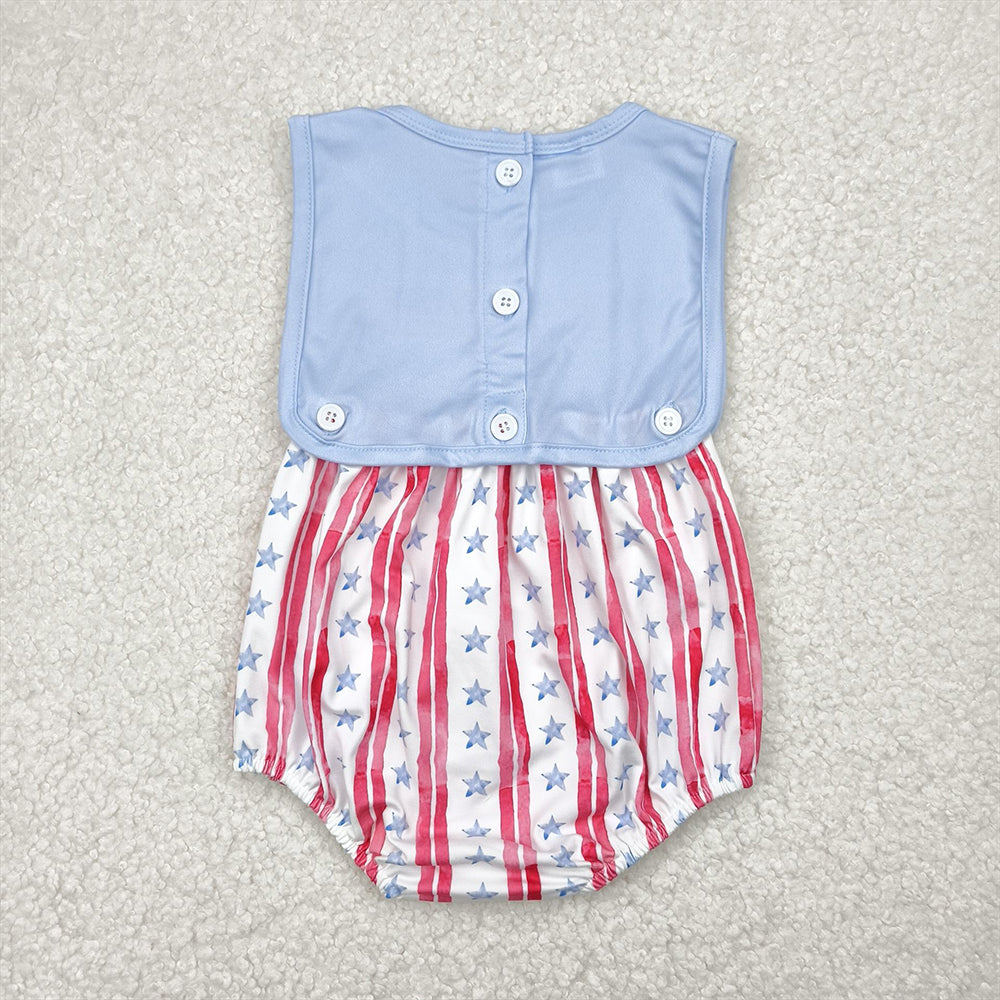 SR3049 National Day Flag Stars and Stripes Blue Vest Bodysuit