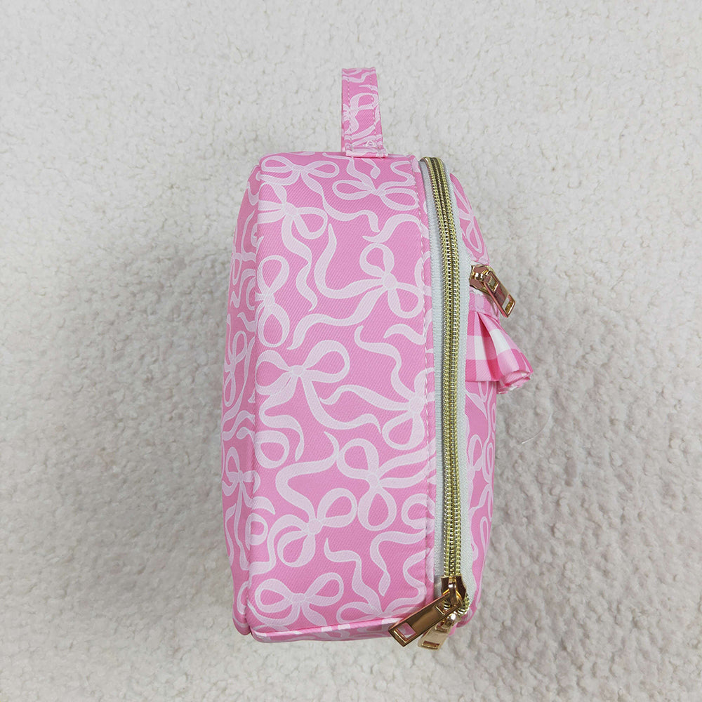 BA0310 Baby Girls Pink Bows Plaid Ruffle School Bags Lunch Boxes D 8.2