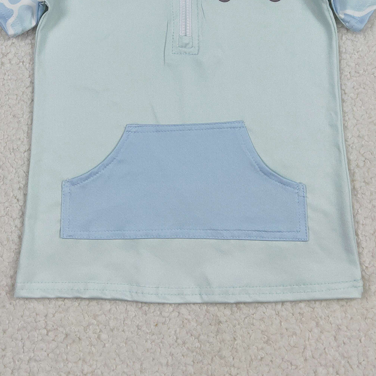 Baby Boys Blue Camouflage Dog Fishing Pullover Top with Zipper Pockets Hunting Theme Babywear for Boys