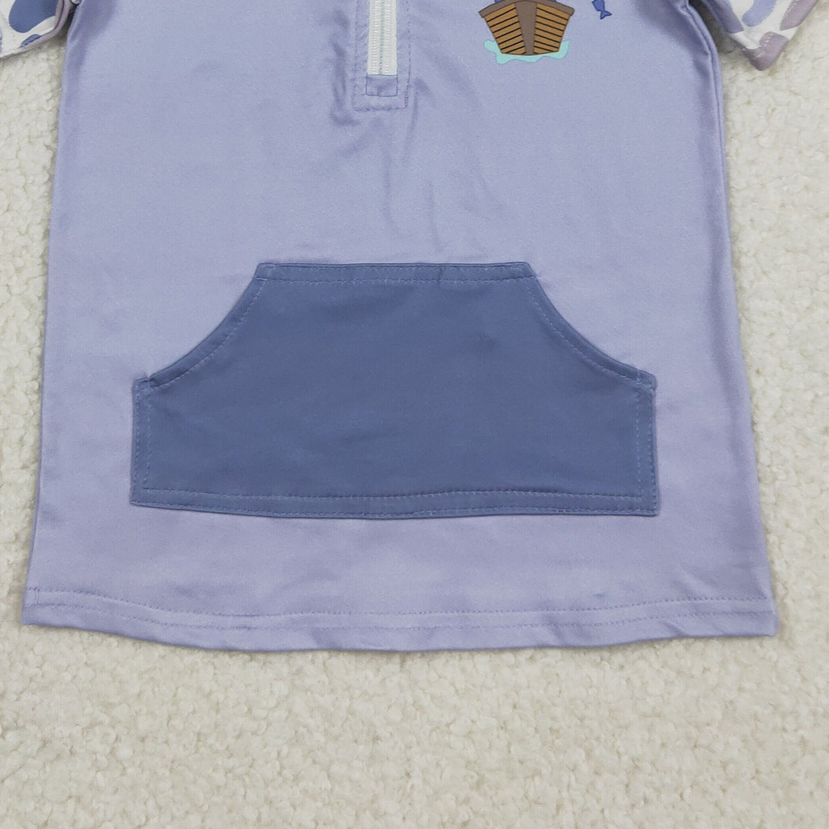 Baby Boys Blue Camo Short Sleeve Pullover Top with Zipper Pockets for Fishing And Hunting