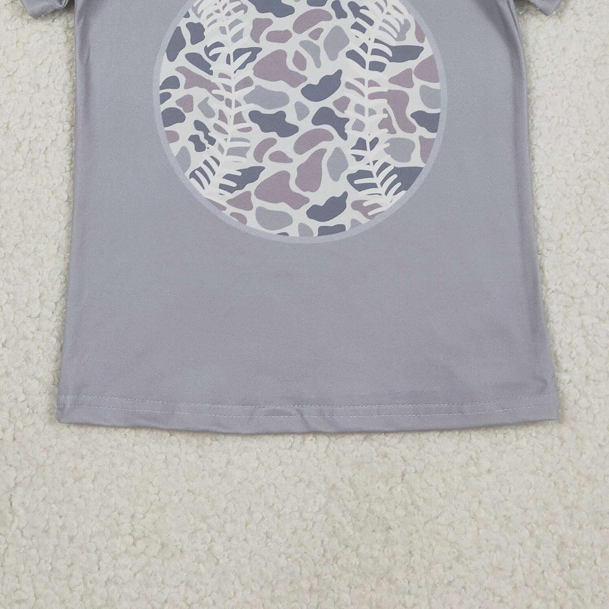 Baby Girls Light Grey Camouflage Baseball Top with Pockets Short Team Outfit Set for Kids