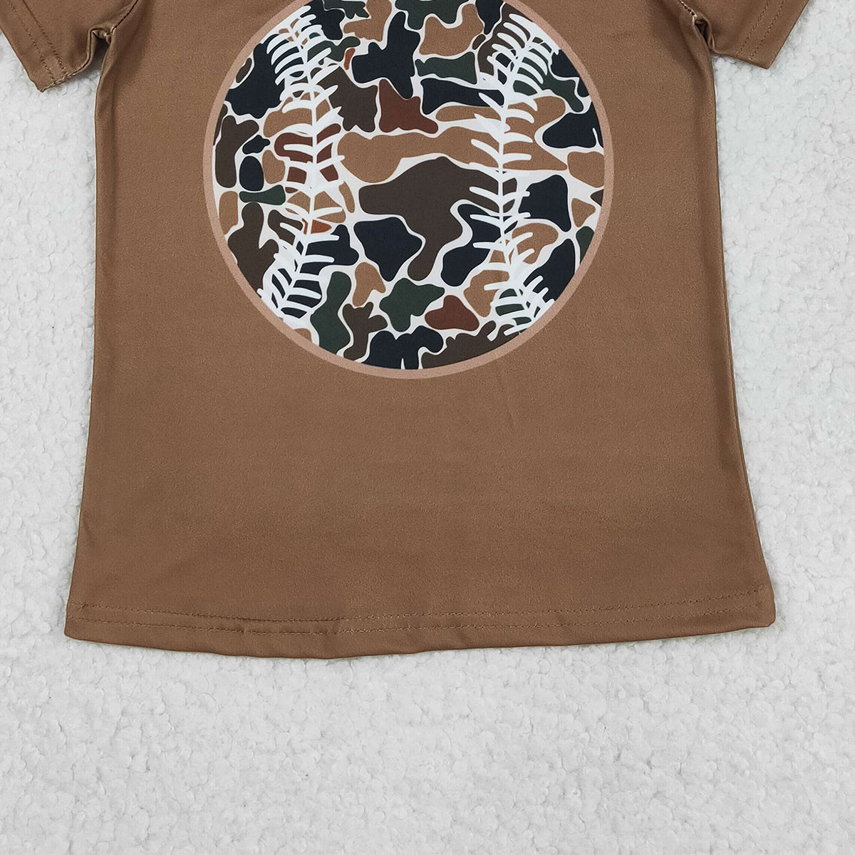Baby Girls Dark Brown Camouflage Baseball Top And Shorts Set Cute Team Outfit for Little Ones