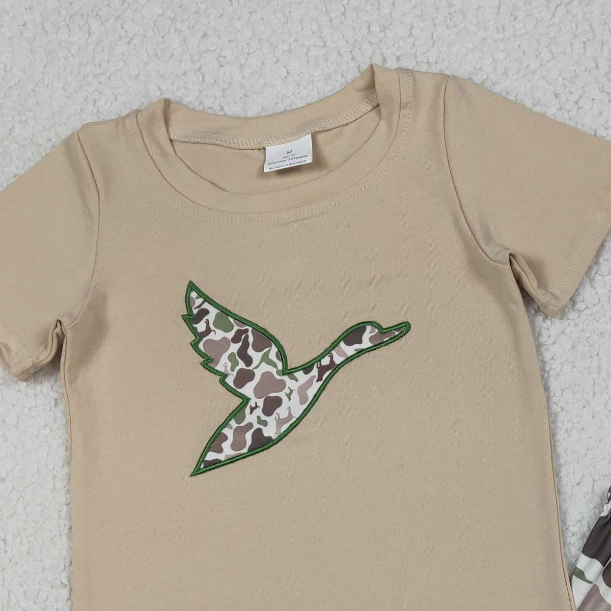 Baby Boys Embroidery Camo Ducks Top And Shorts Set Hunting Themed Clothing Outfit for Infants