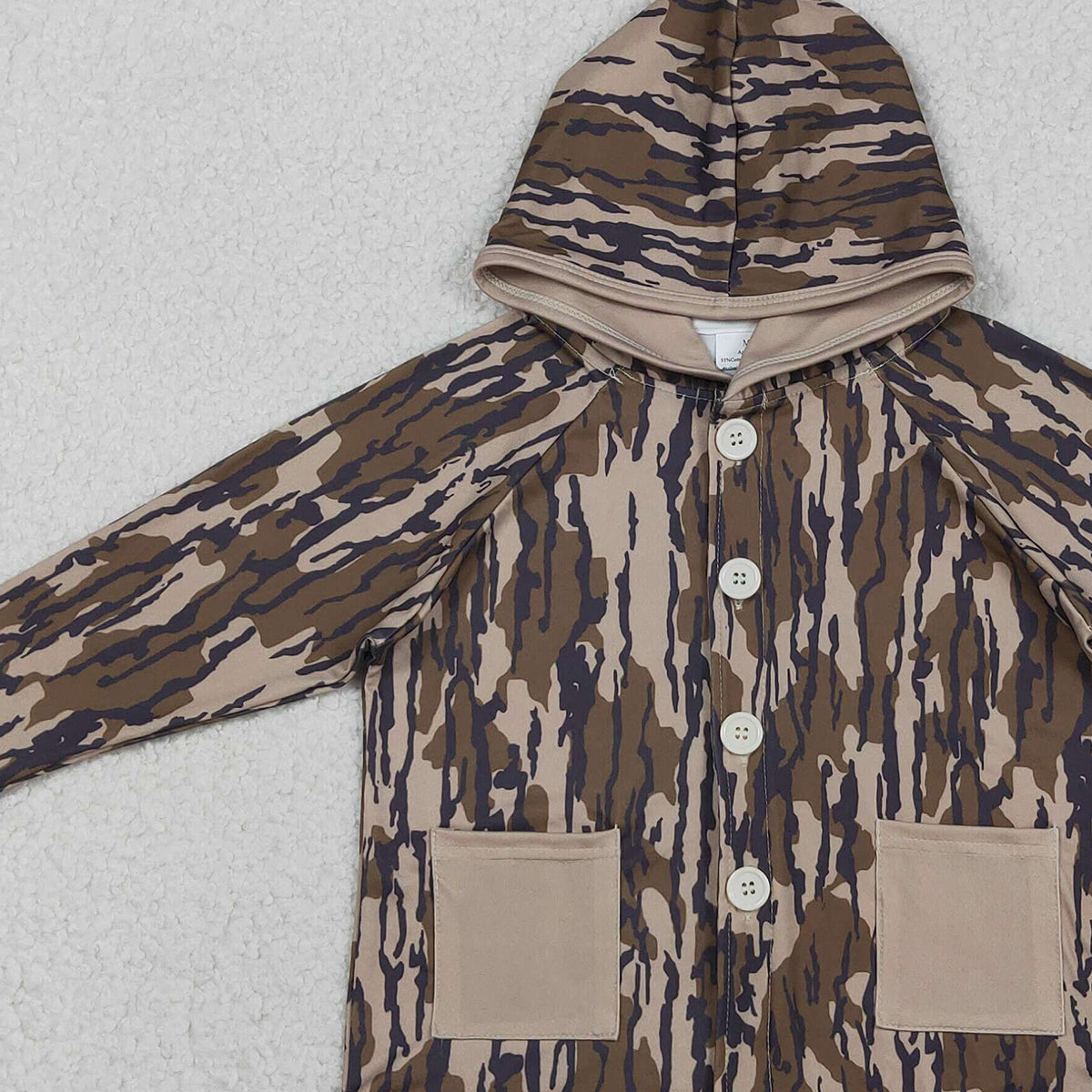 Baby Boys Southern Olive Camouflage Hoodie Jacket with Button Pockets Cute Camo Print Top for Infants