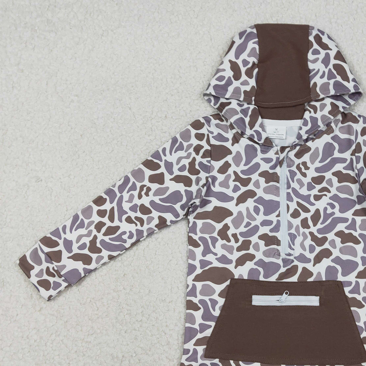 Baby Boys Southern Grey Camo Zipper Hoodie Top with Pockets for Comfortable Wear