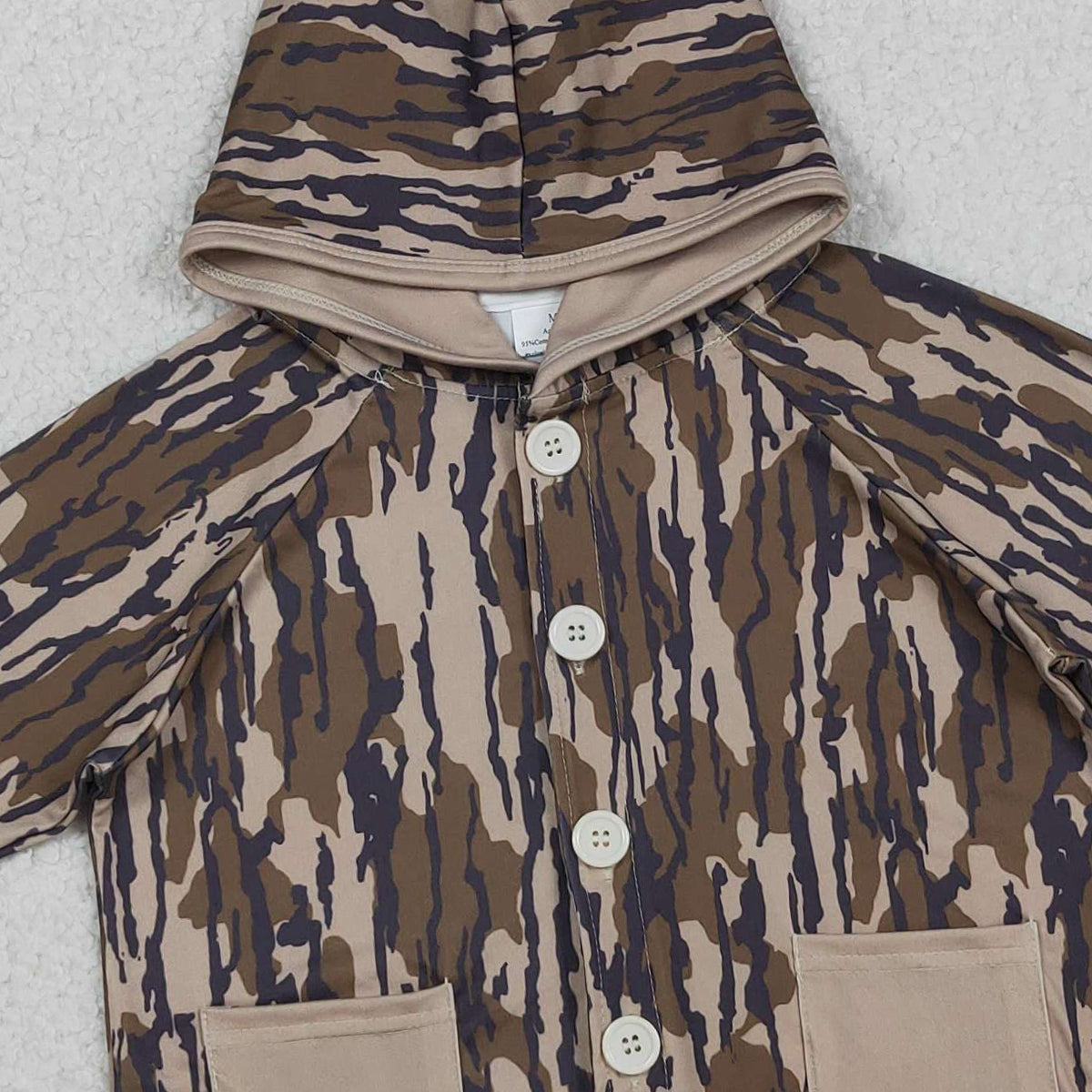 Baby Boys Southern Olive Camouflage Hoodie Jacket with Button Pockets Cute Camo Print Top for Infants