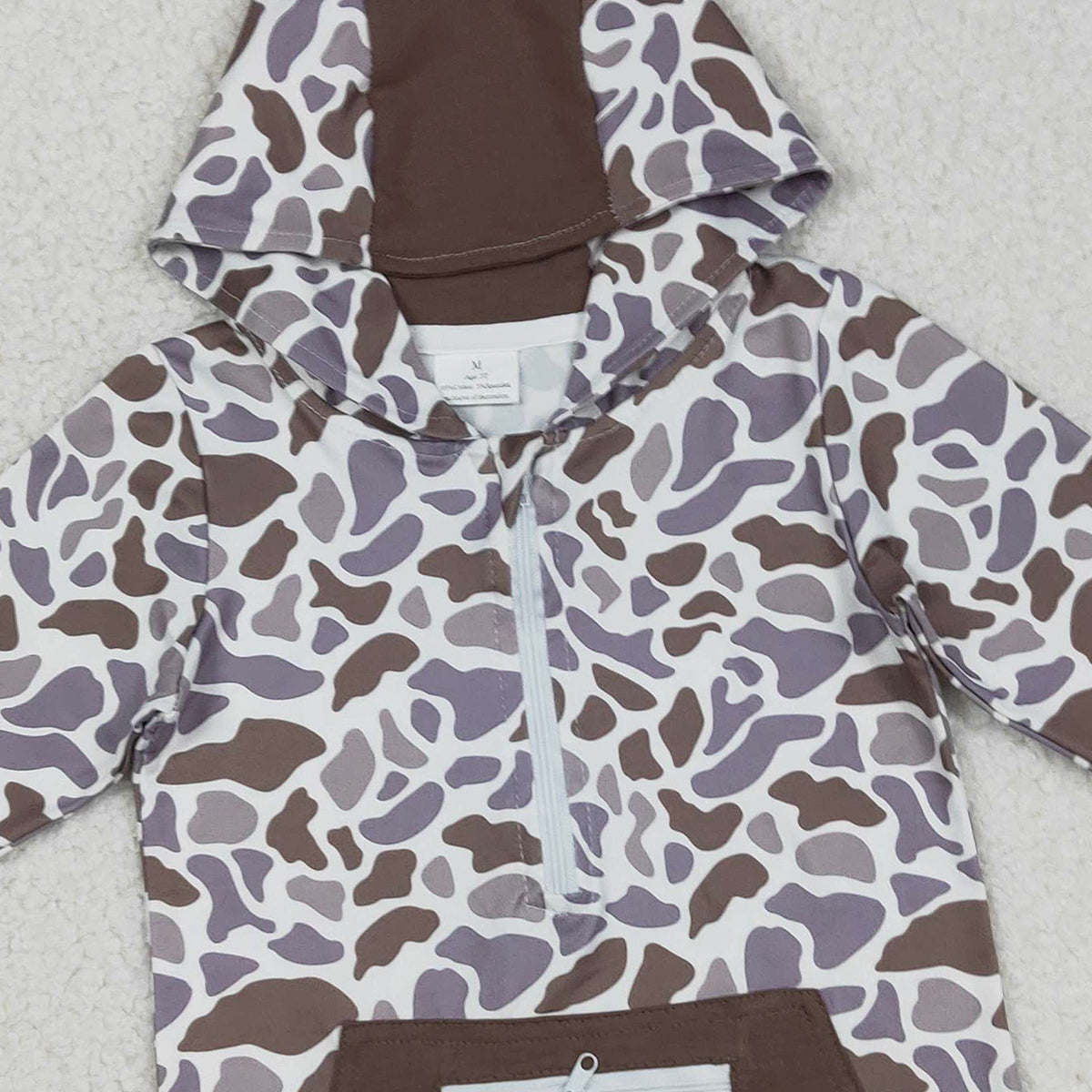 Baby Boys Southern Grey Camo Zipper Hoodie Top with Pockets for Comfortable Wear
