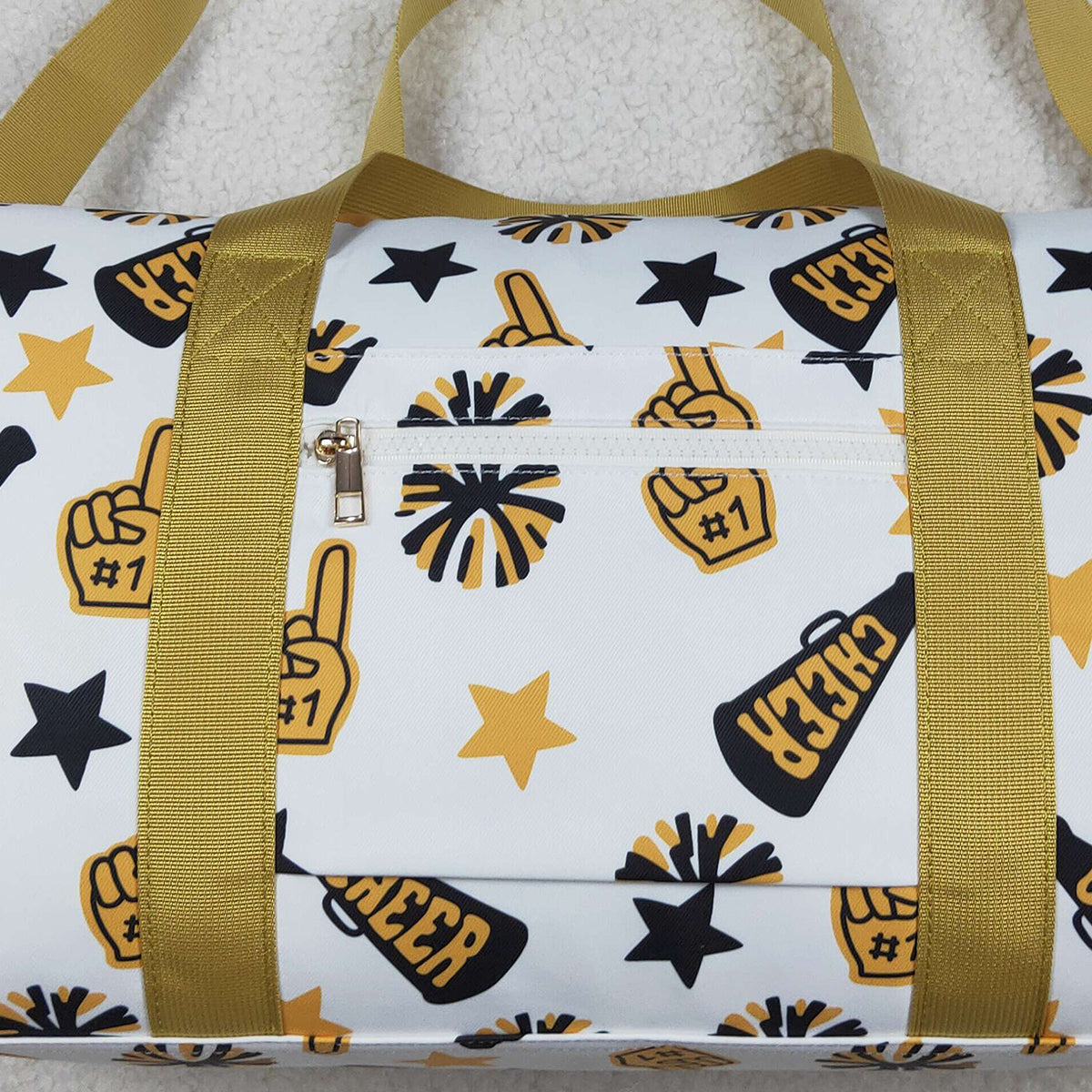 BA0370 Adult Team Black Gold Cheer Fireworks Zipper Gym Bags  D 1023