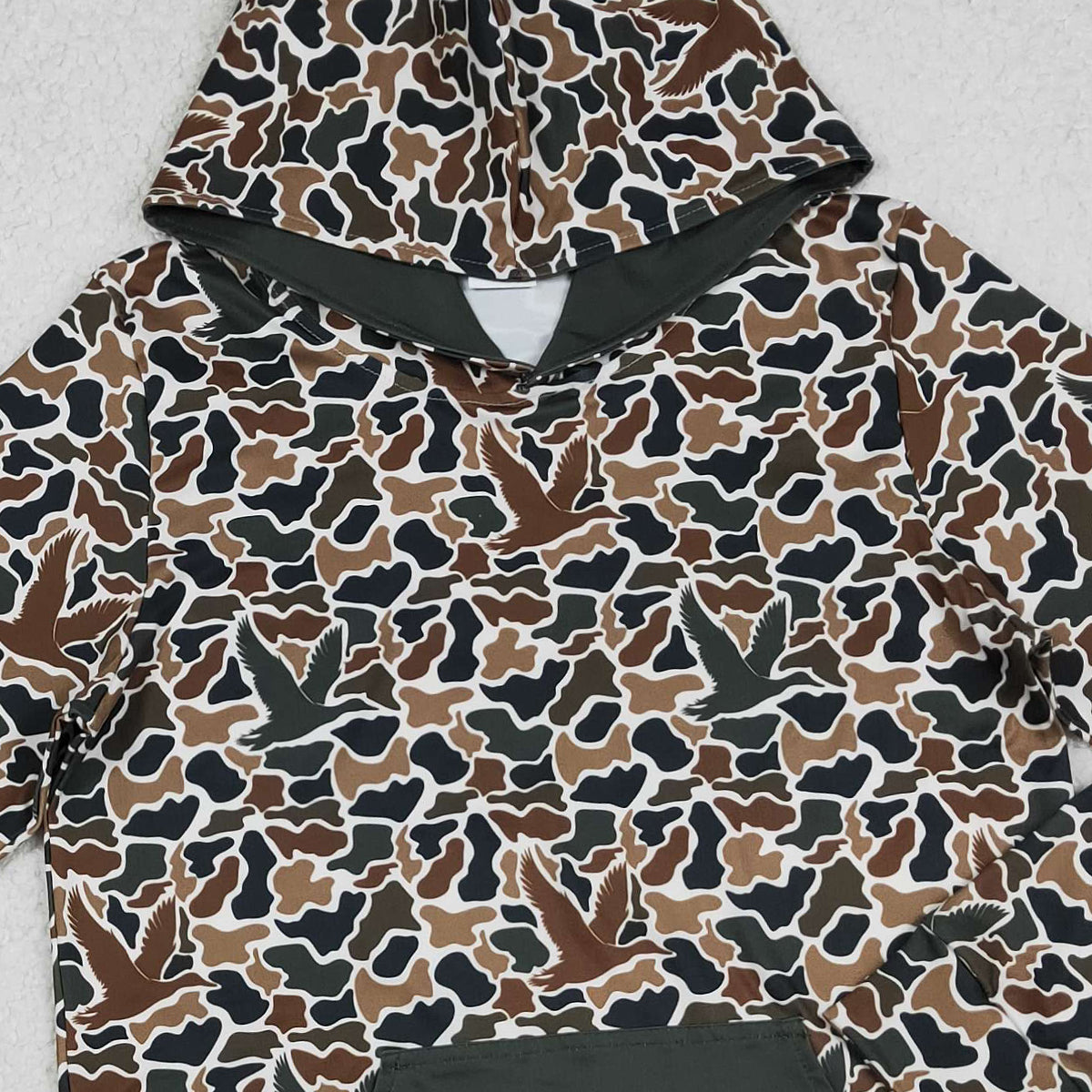 Adult Men's Dark Brown Ducks Camouflage Hoodie with Pocket Southern Hunting Top