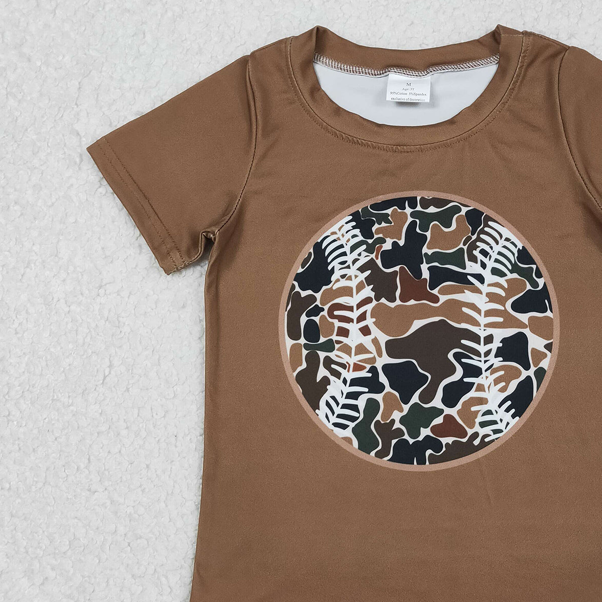 Baby Girls Dark Brown Camouflage Baseball Top And Shorts Set Cute Team Outfit for Little Ones
