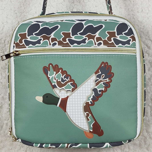 BA0270  Baby Kids Mallard Ducks Green Lunch Dinnder Picnic Box D 7.5