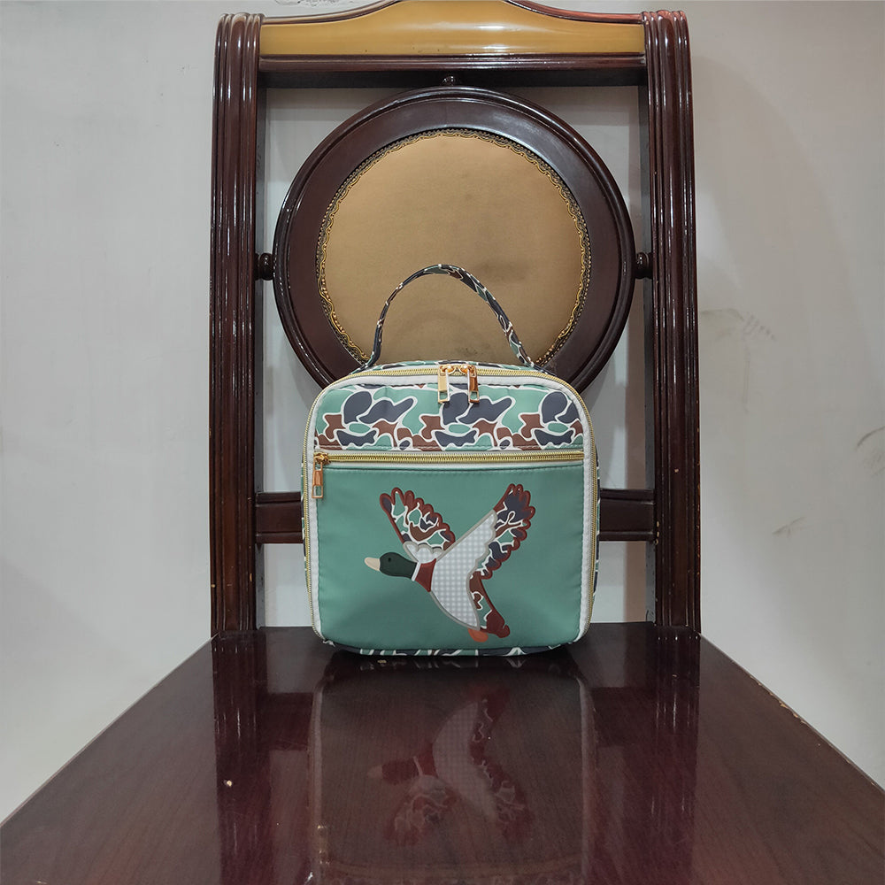 BA0270  Baby Kids Mallard Ducks Green Lunch Dinnder Picnic Box D 7.5