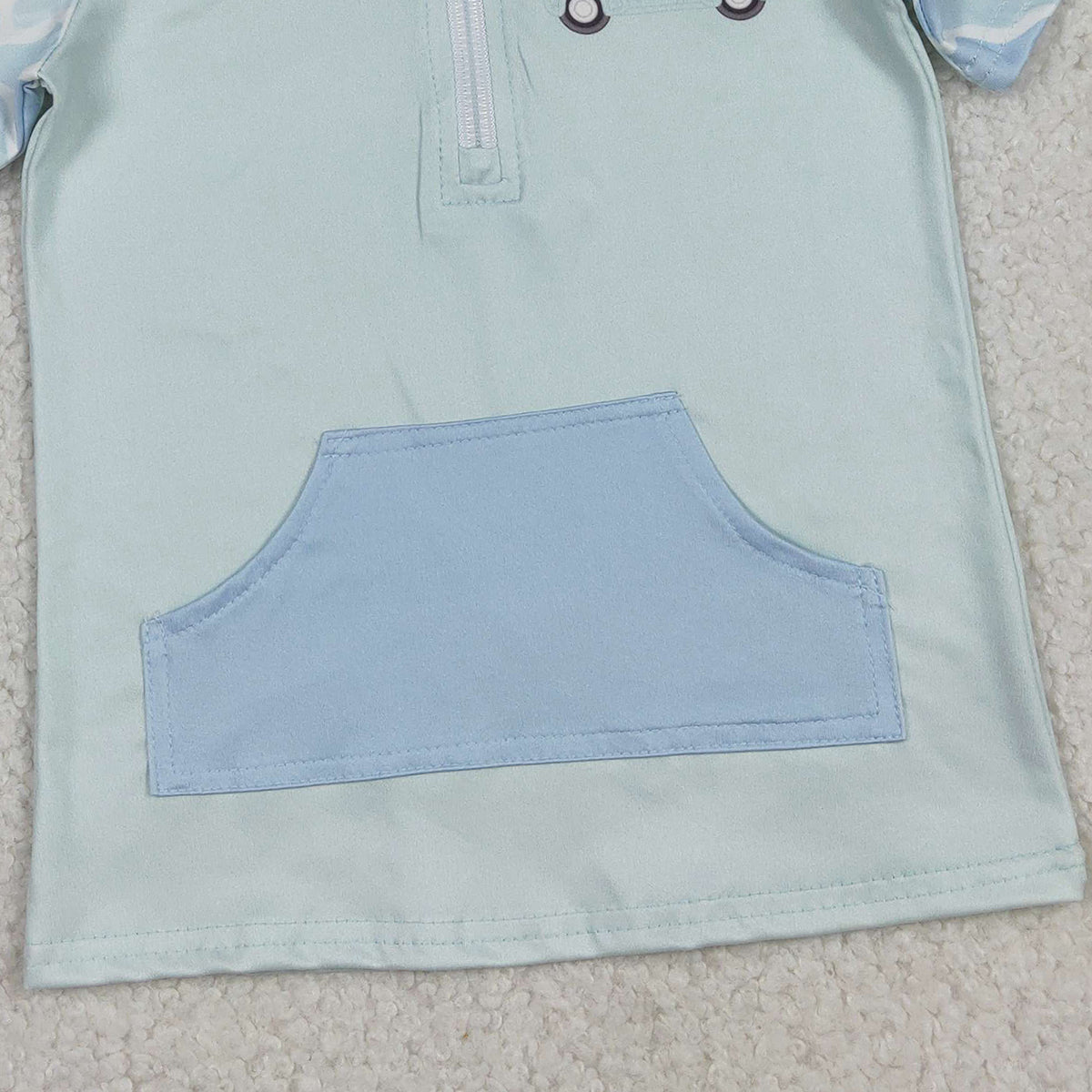 Baby Boys Blue Camouflage Dog Fishing Pullover Top with Zipper Pockets Hunting Theme Babywear for Boys