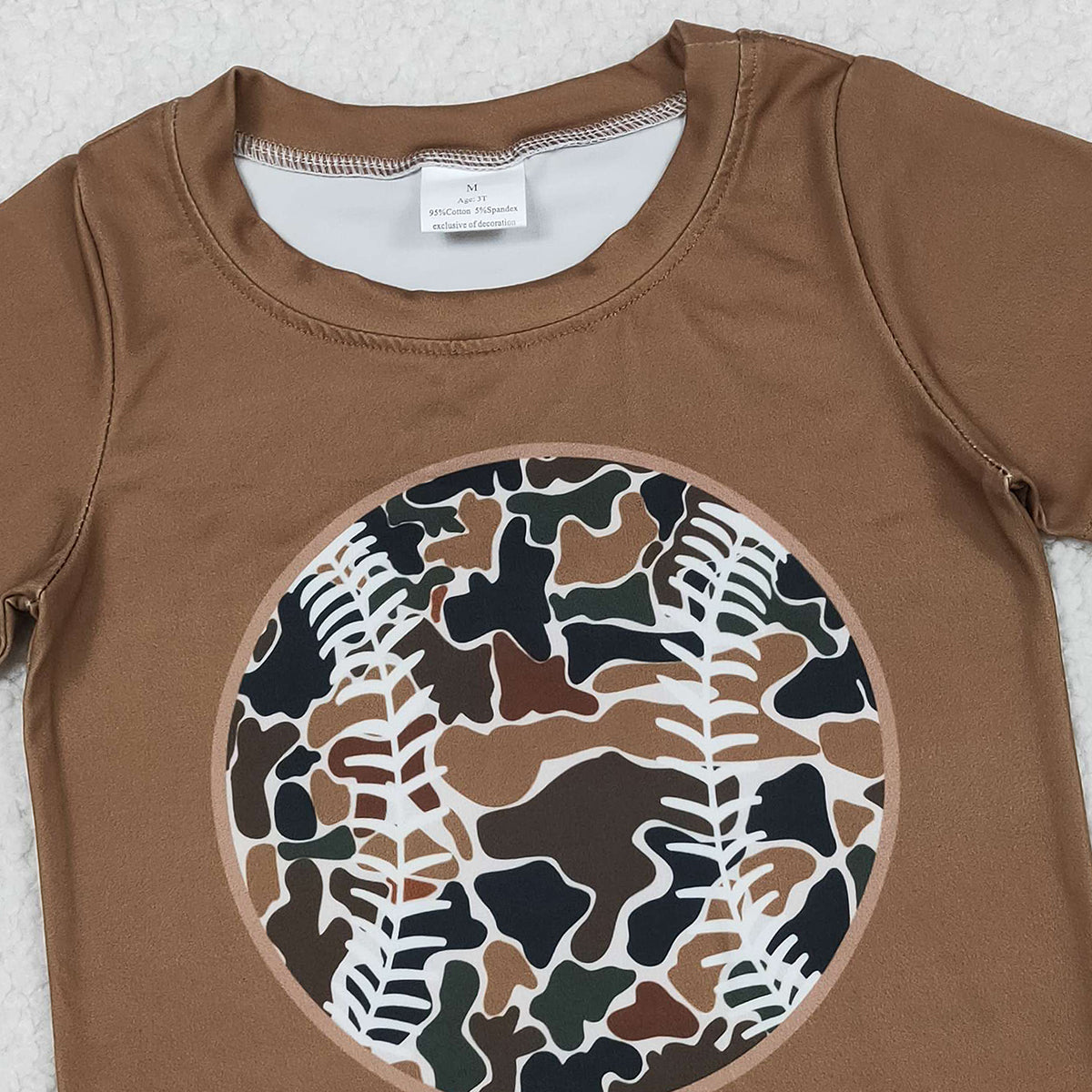 Baby Girls Dark Brown Camouflage Baseball Top And Shorts Set Cute Team Outfit for Little Ones