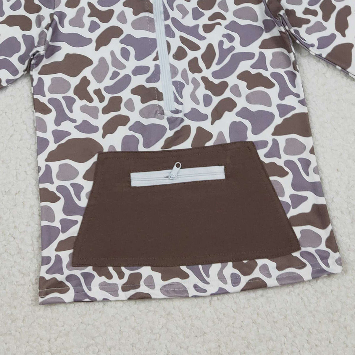 Baby Boys Southern Grey Camo Zipper Hoodie Top with Pockets for Comfortable Wear