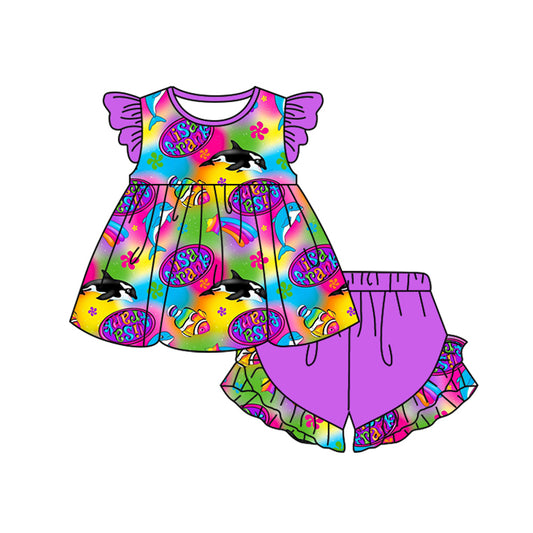 Custom baby girls short sleeve set 4323