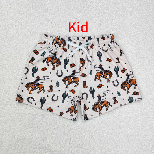 S0461 Horseback riding cactus cowboy hat boots swim trunks