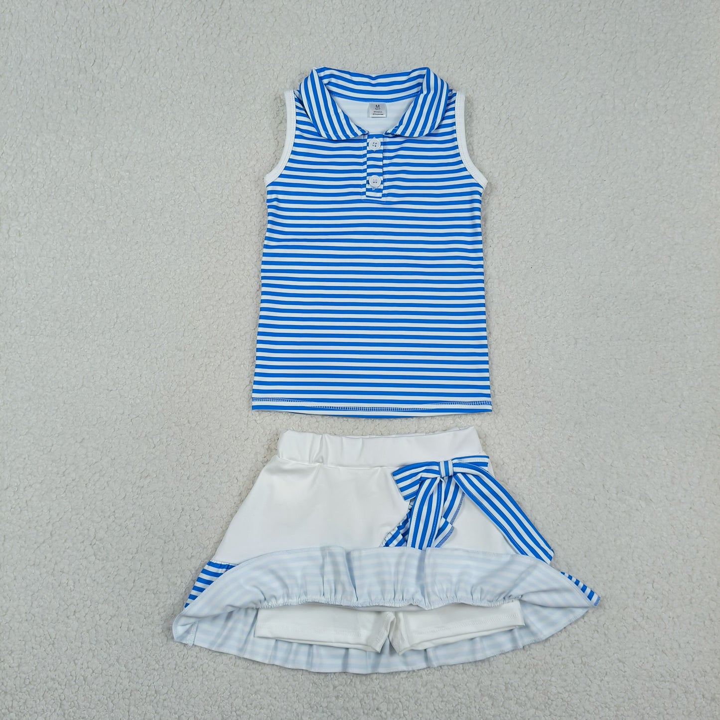 blue ruffle bow skort athletic outfit girls clothes