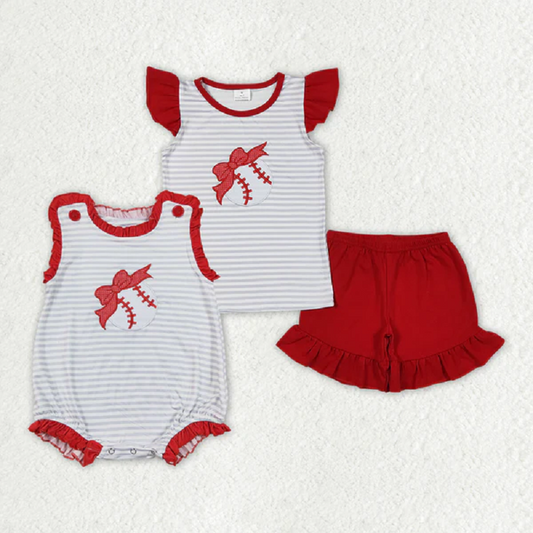 Match Baby Girls Bow Baseball Rompers Clothes Sets D 3.26
