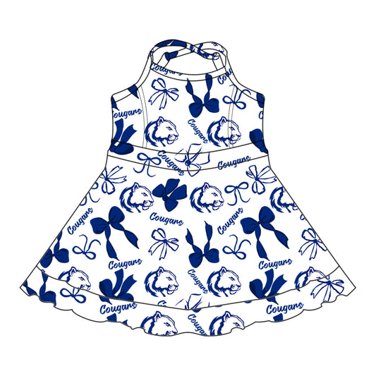 Custom baby girls Cougars team dress MOQ3 D 7.25