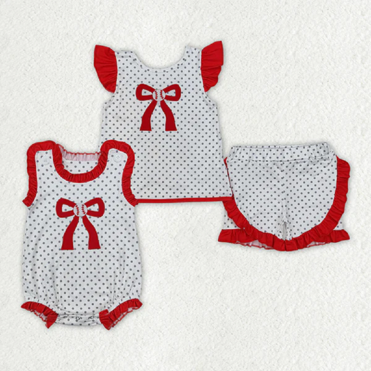 Match Baby Girls Baseball Bow Rompers Clothes Suits D 3.26
