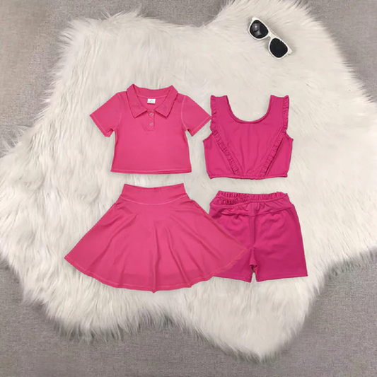 Match Baby Girls Hot Pink Top Short Skorts Set D 6.16