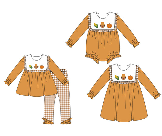 Custom match pumpkin baby girls clothes D 6.7