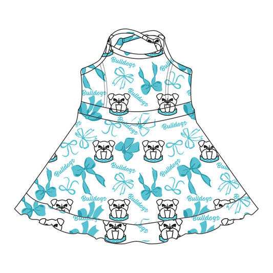 Custom baby girls Bulldogs team dress MOQ3 D 7.26