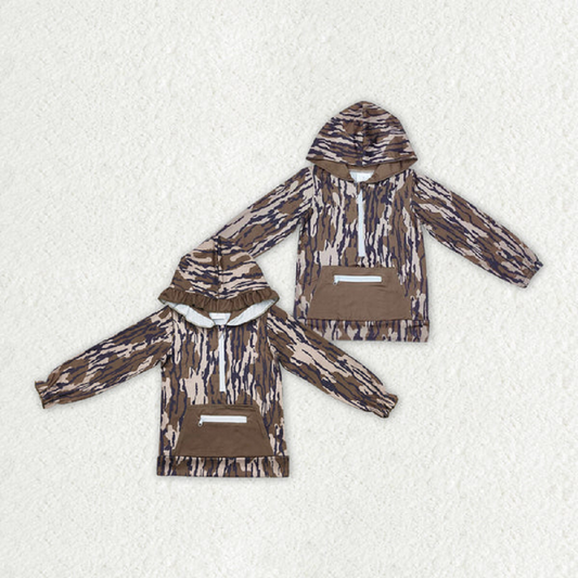 Baby Girls Boys Sibling Bottomland Camo Hooded Zip Fall Pullovers Tops D 828