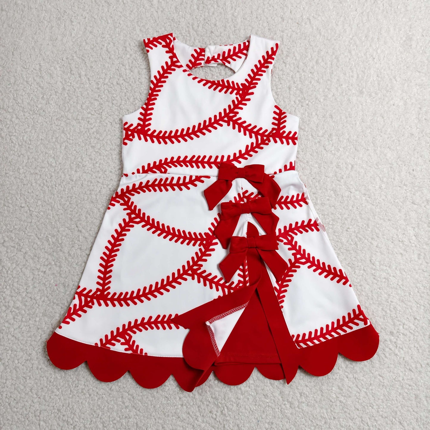 sleeveless baseball athletic scallop dress