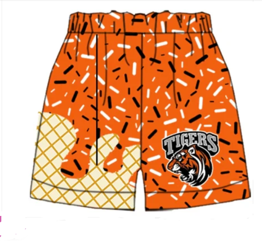 Custom order tiger orange ice cream adult men team shorts