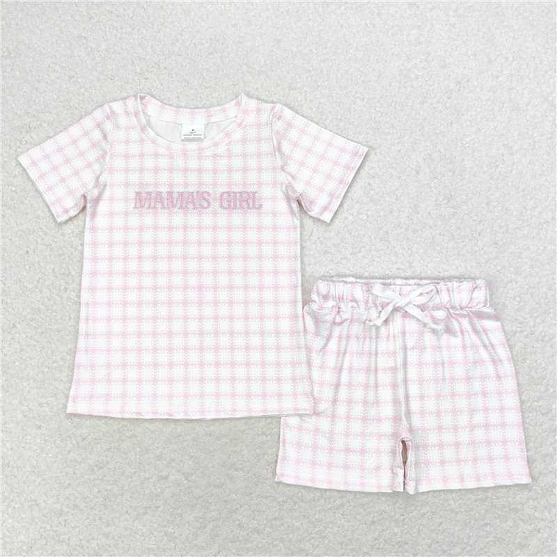 Match Baby Girls Boys Mama's Girl Checkered Sibling Tops Shorts Clothes Sets