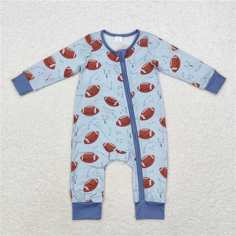 Match Baby Boys Blue Football Bamboo Rompers Pajamas  D 3.26