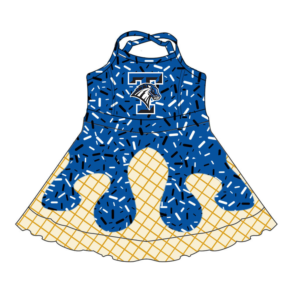 Custom  baby girls Midland Trinity Chargers team dress    MOQ3  D 8.1