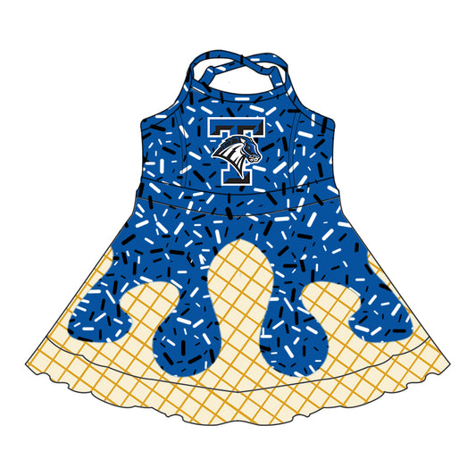 Custom  baby girls Midland Trinity Chargers team dress    MOQ3  D 8.1