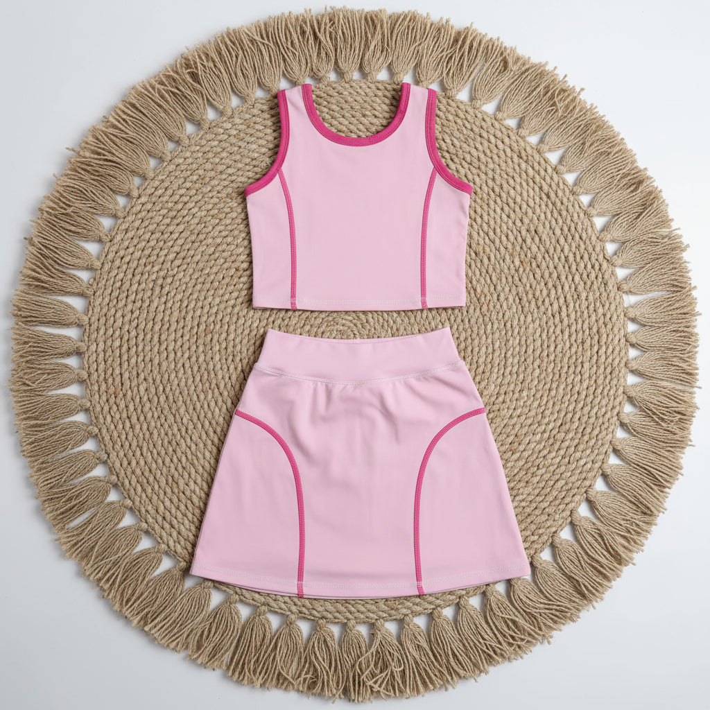 pink athletic skort tank outfit girls clothes