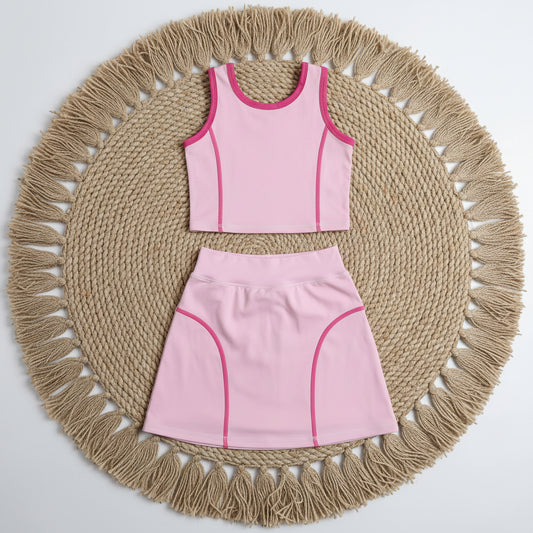 pink athletic skort tank outfit girls clothes