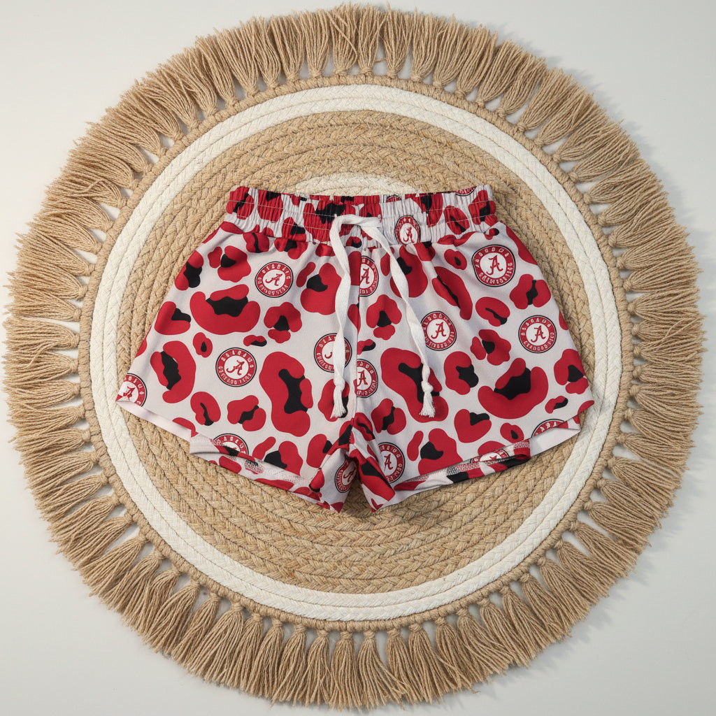 SS0817 kids team A leopard athletic butterfly shorts