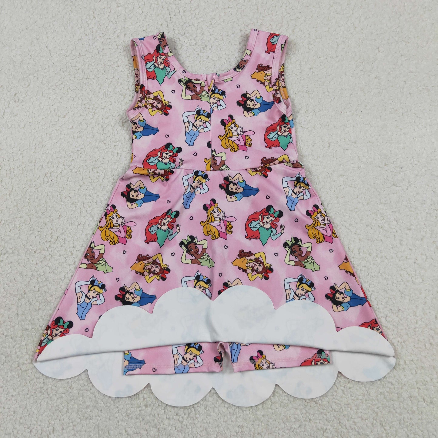 pink cartoon princess scallop athletic dress