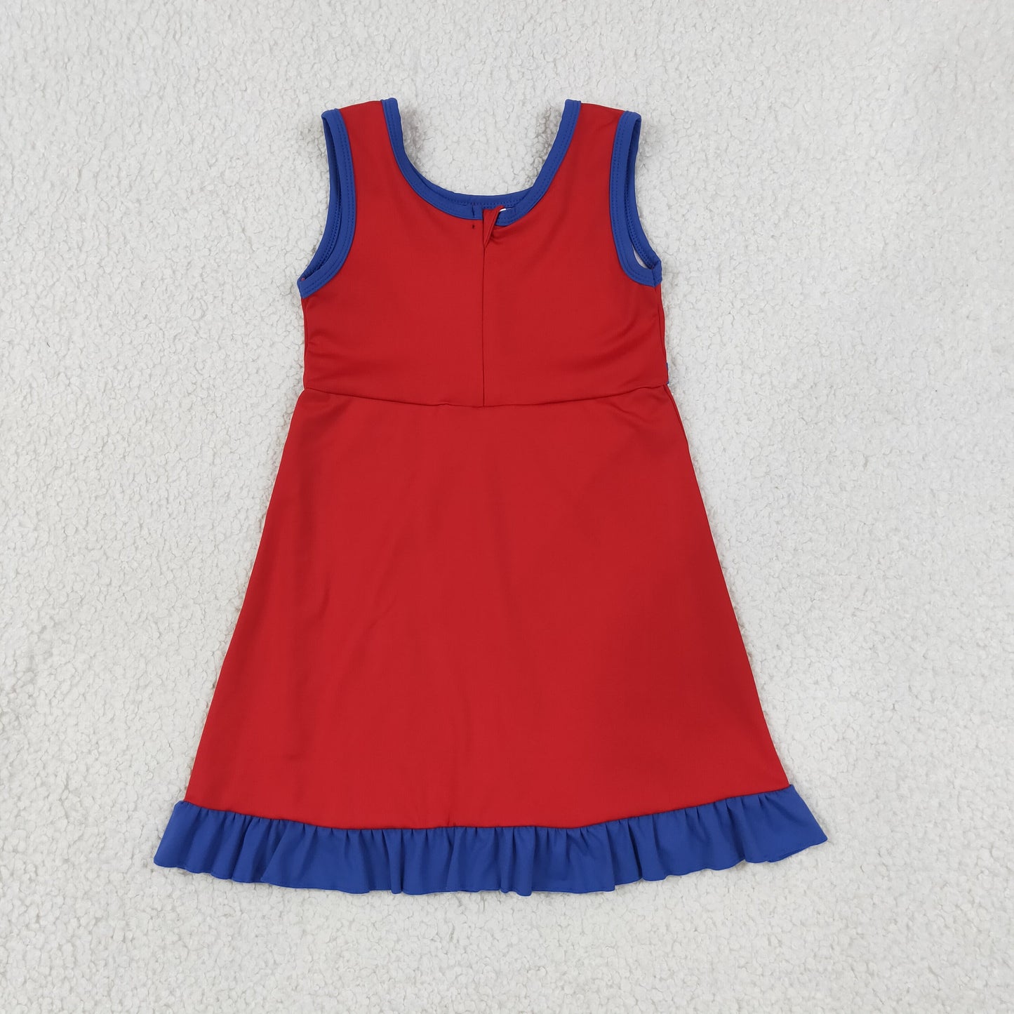 solid royal blue red ruffle athletic dress