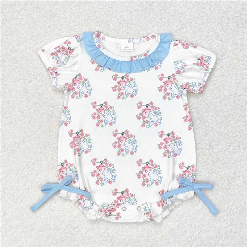 Match Baby Girls Bird House Sibling Rompers Clothes Sets