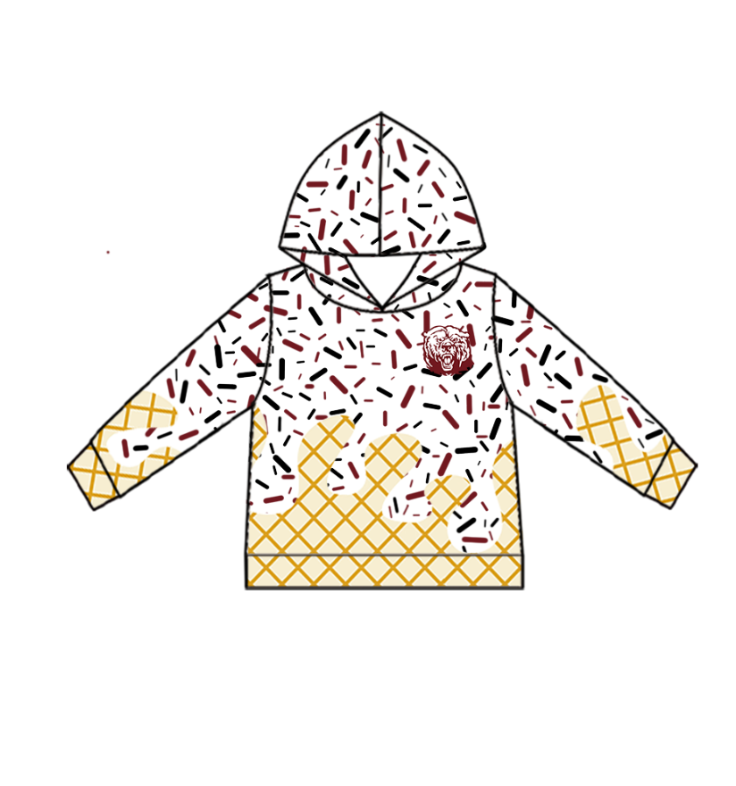 Custom Baby Kids Bears Team Zip Hooded Pullovers Tops D 819